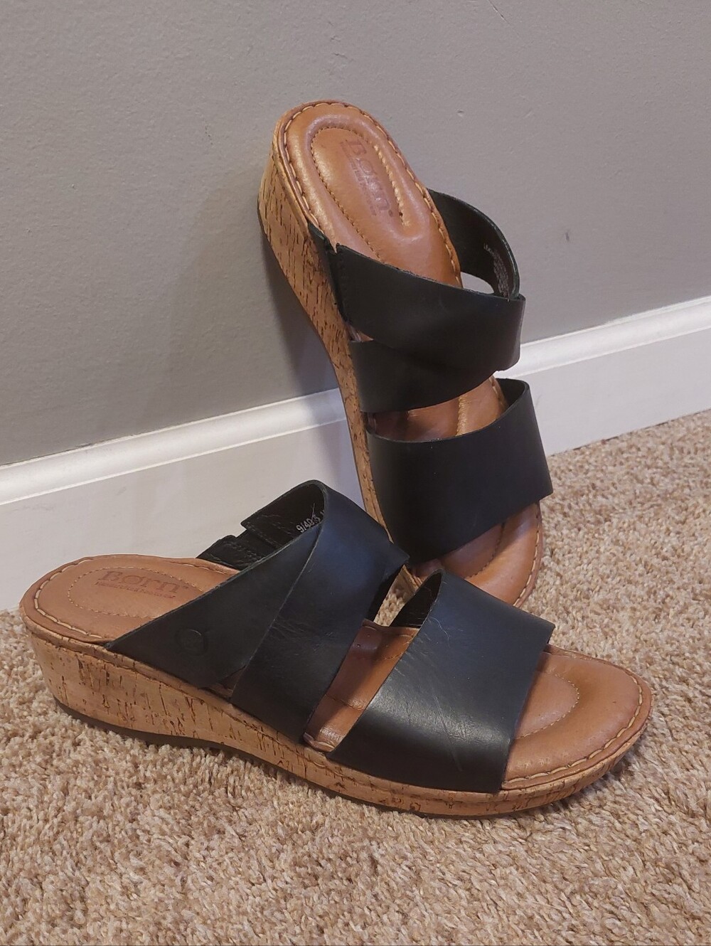 BORN Luna Cork Wedge Comfort Slide Sandal - Picture 1 of 13